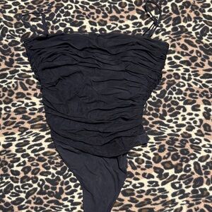 Babaton Black Ruched Bodysuit